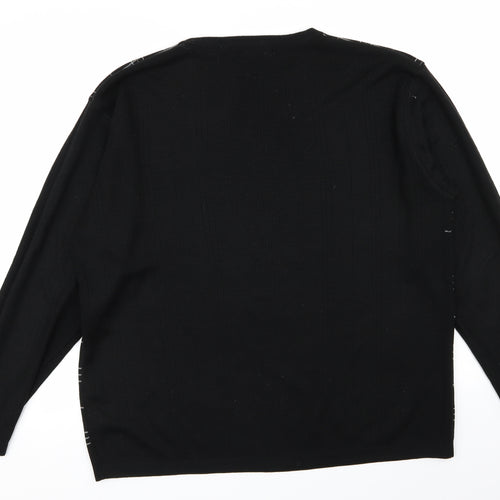 petroleum Mens Black Check  Pullover Jumper Size L