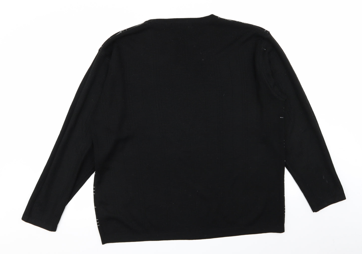 petroleum Mens Black Check  Pullover Jumper Size L