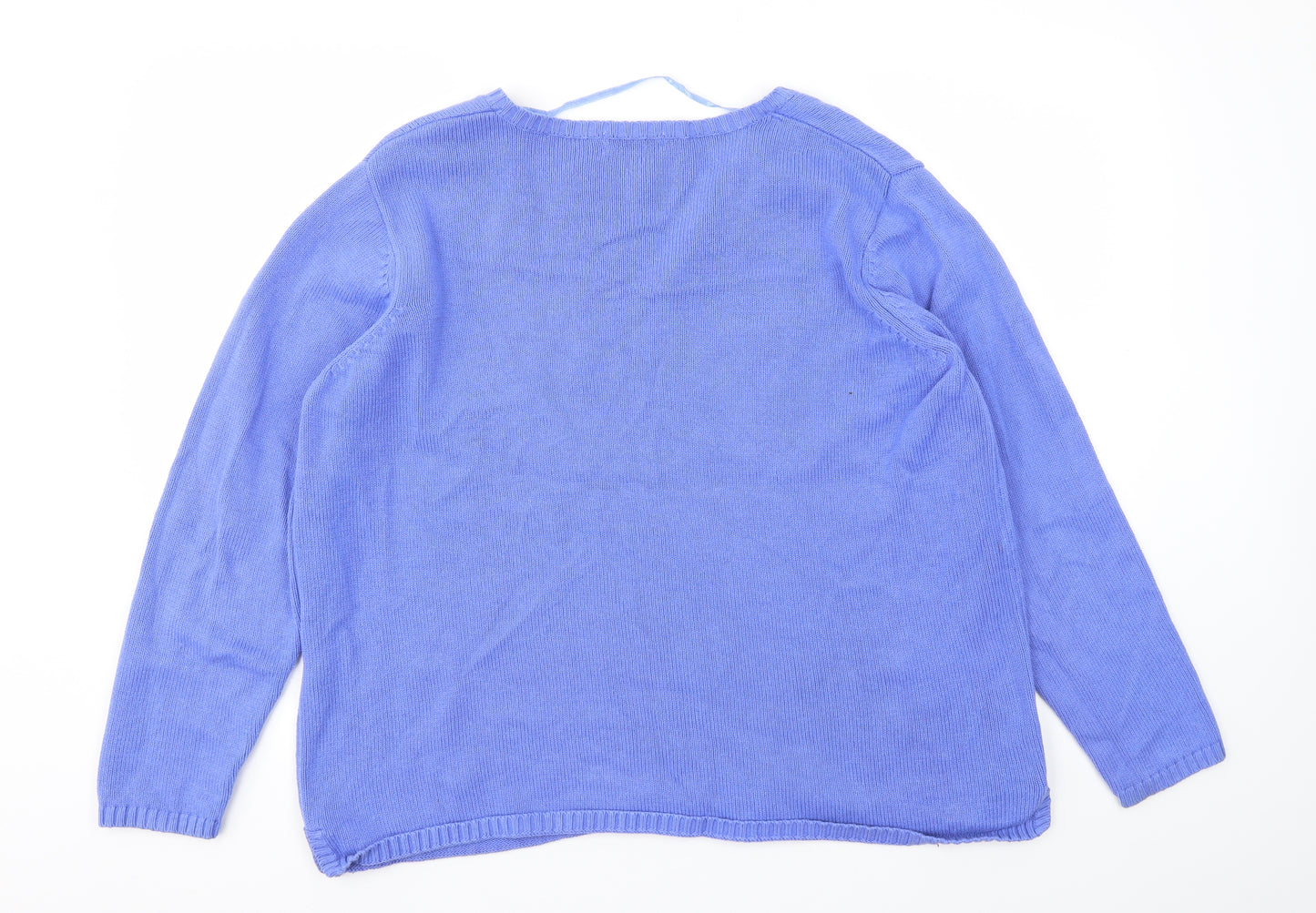 Cotton Womens Blue   Pullover Jumper Size L