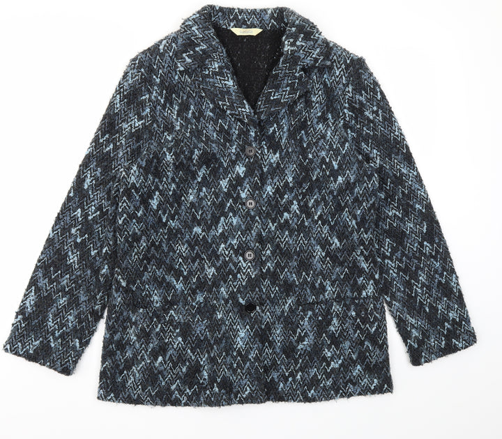Classics Womens Blue Overcoat Jacket Size 14