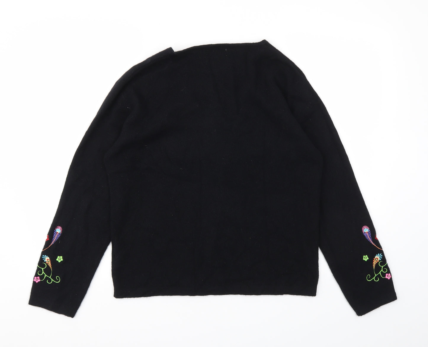 EMMECO Womens Black Floral  Cardigan Jumper Size 14
