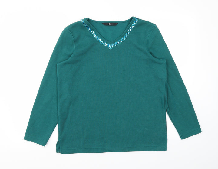 BM Womens Green Pullover Jumper Size S