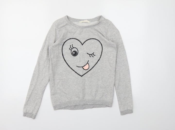 H&M Girls Grey Animal Print Pullover Jumper Size 11-12 Years