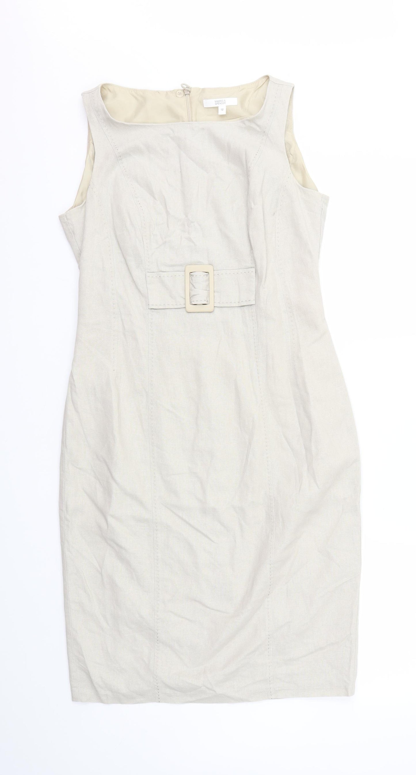 M&S Womens Beige   Fit & Flare  Size 12