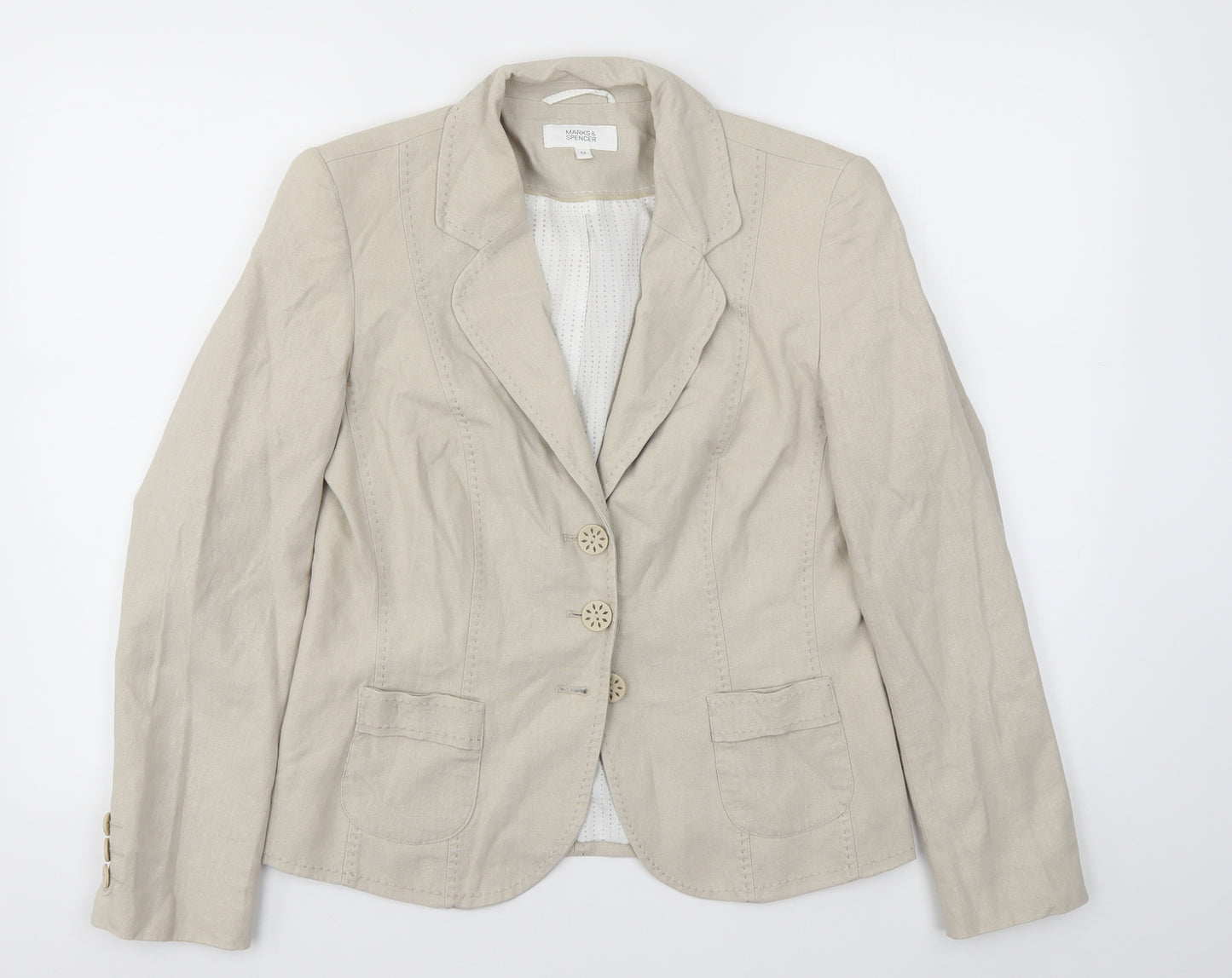 M&S Womens Beige   Jacket Blazer Size 12