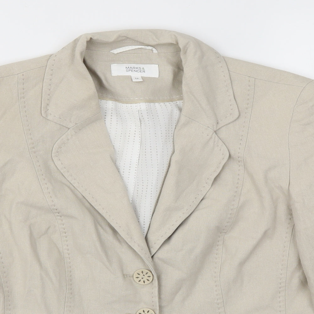 M&S Womens Beige   Jacket Blazer Size 12