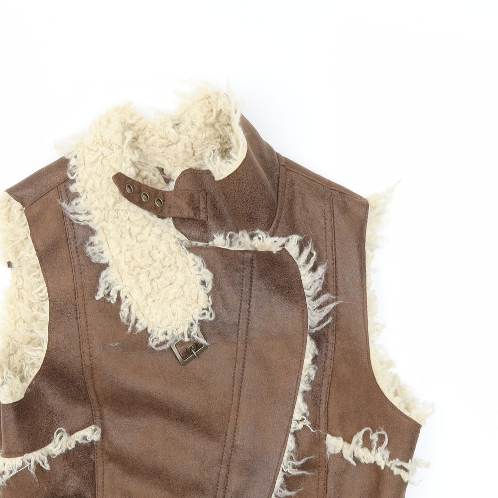 DENIM & CO Womens Brown   Gilet Coat Size 12