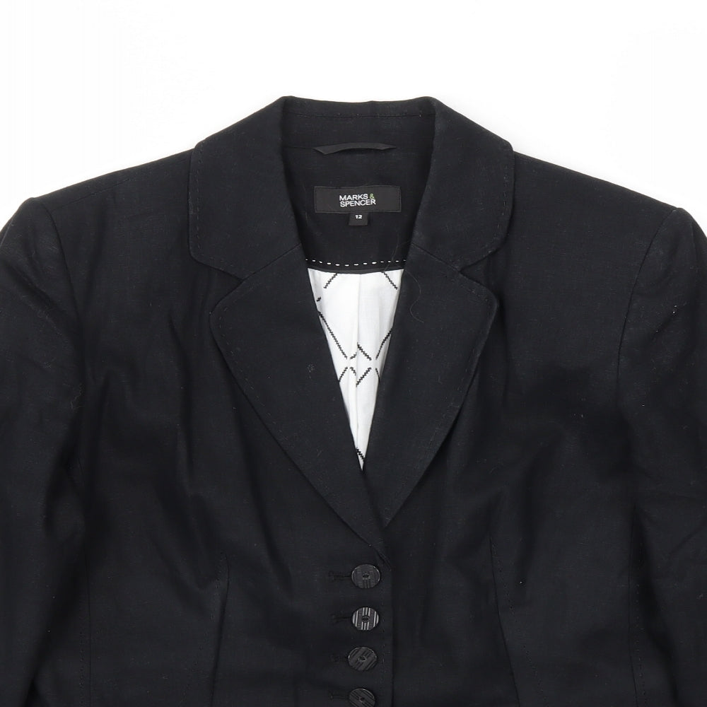 M&S Womens Black   Jacket Blazer Size 12