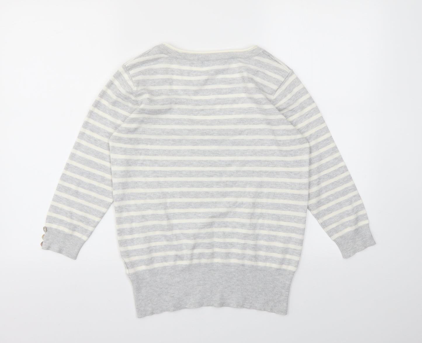 Republic Womens Grey Striped  Pullover Jumper Size 14