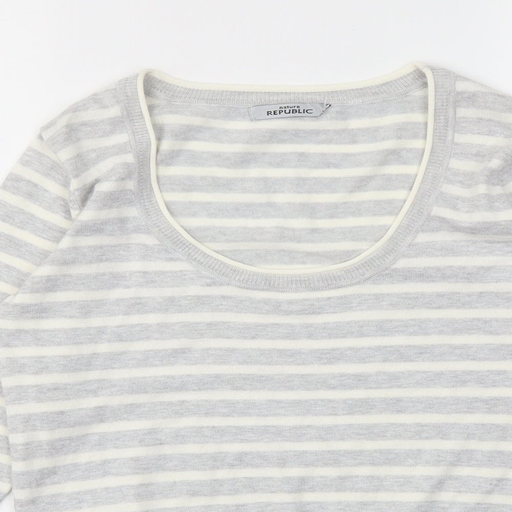 Republic Womens Grey Striped  Pullover Jumper Size 14