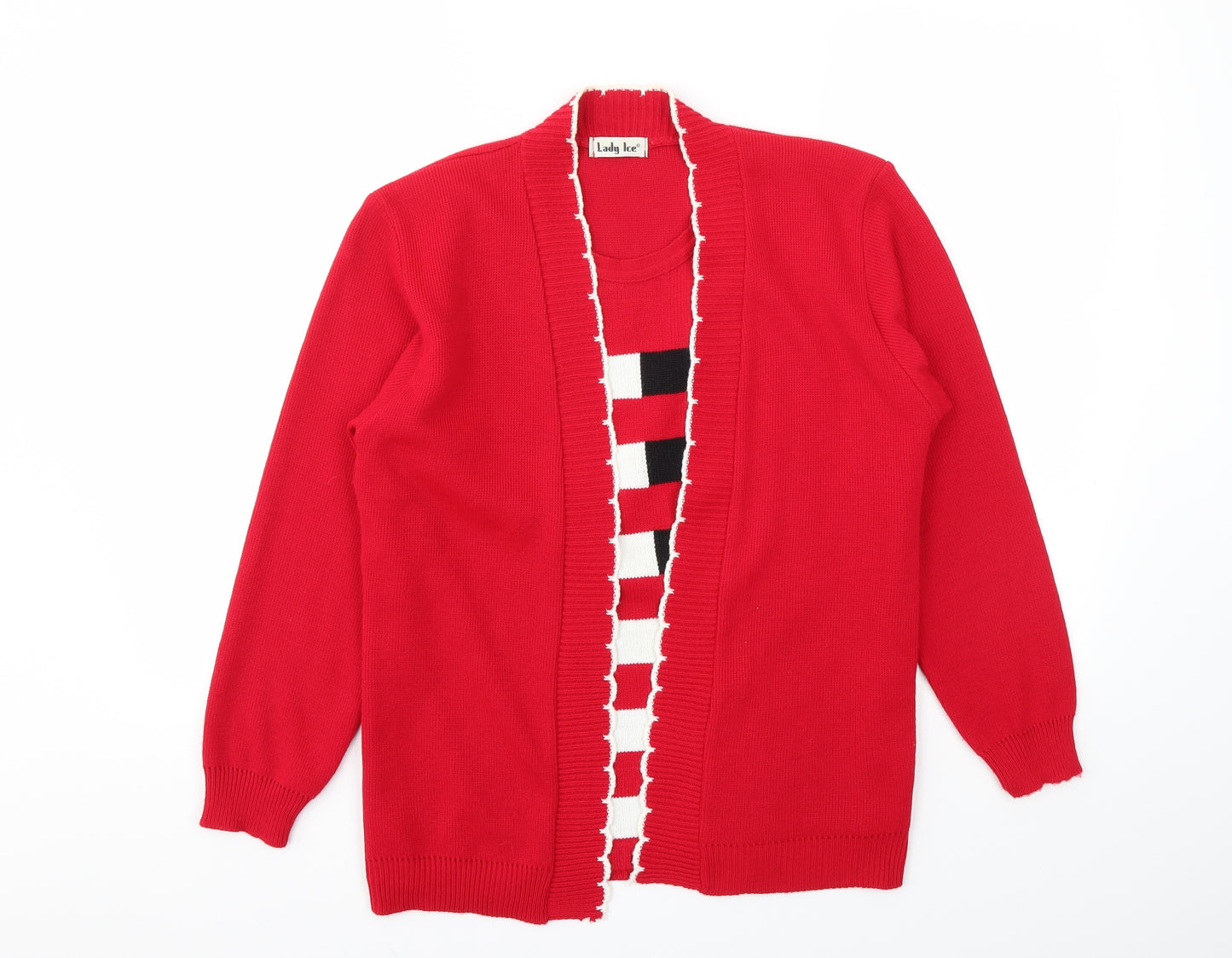 Lady Ice Womens Red   Cardigan Jumper Size M