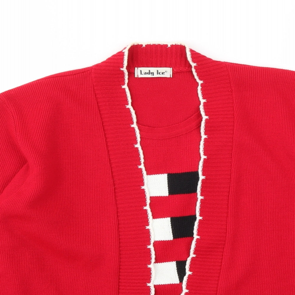 Lady Ice Womens Red   Cardigan Jumper Size M