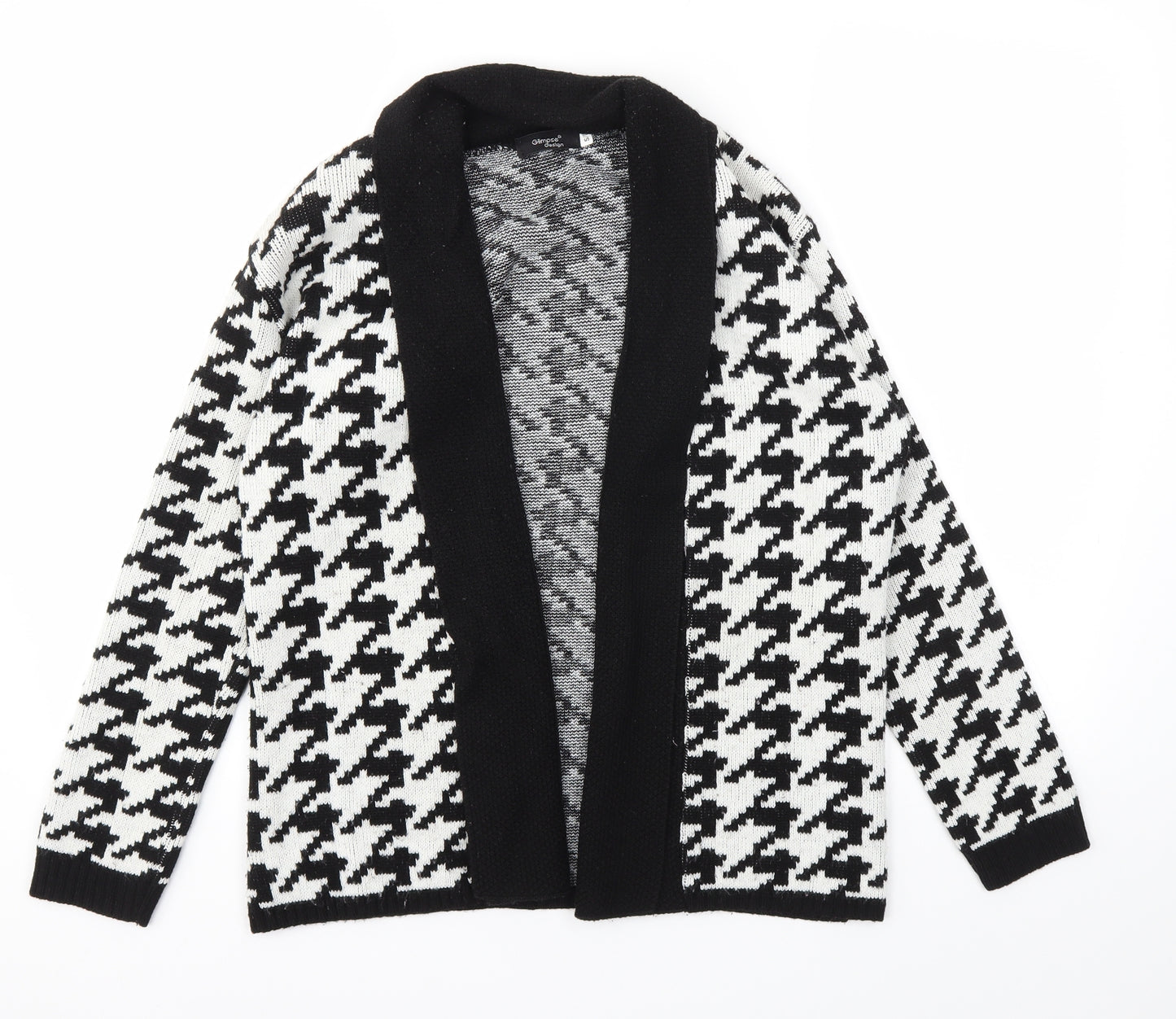 Glimpse Design Womens Black Argyle/Diamond  Cardigan Jumper Size S