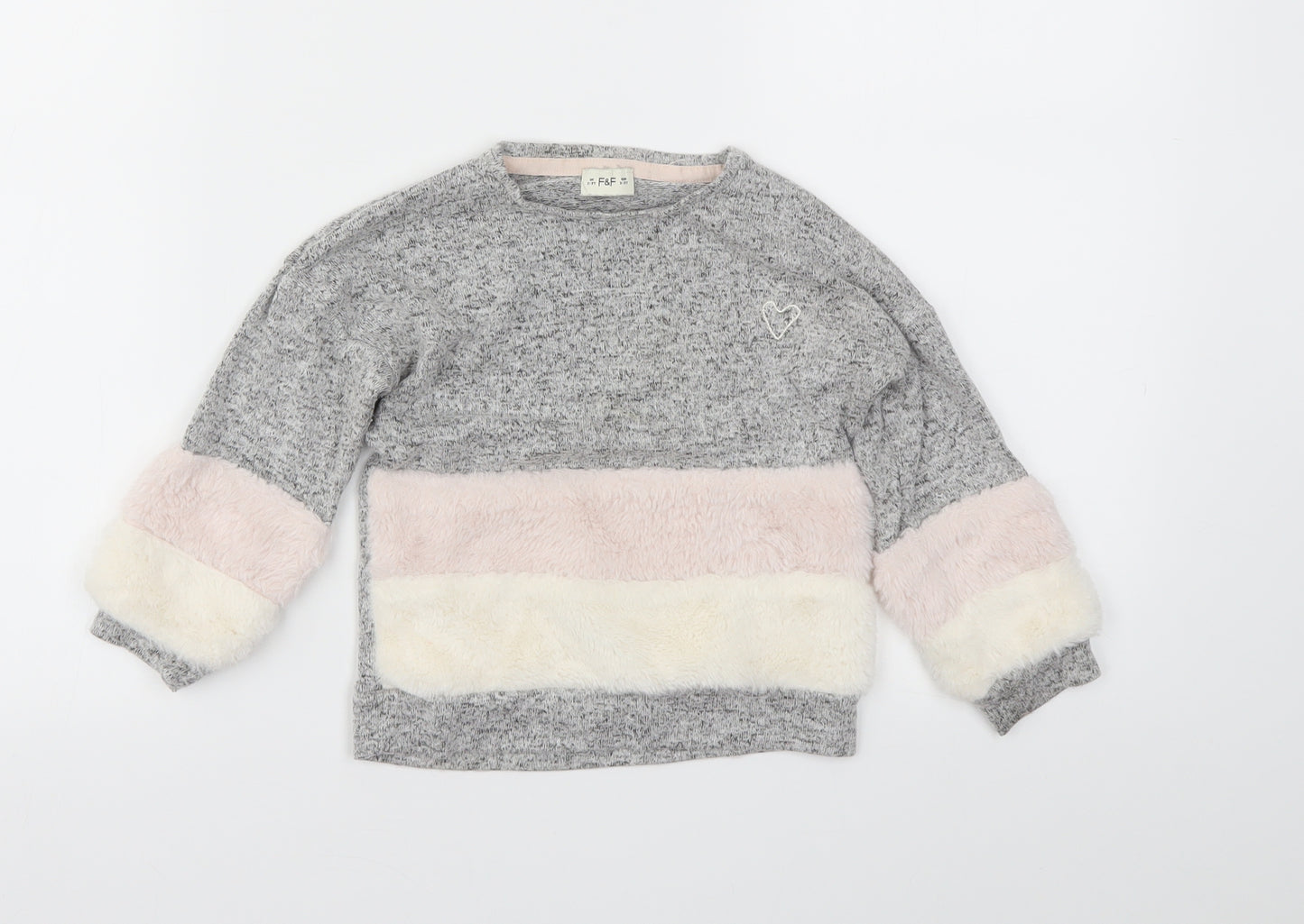 F&F Girls Grey   Pullover Jumper Size 2-3 Years