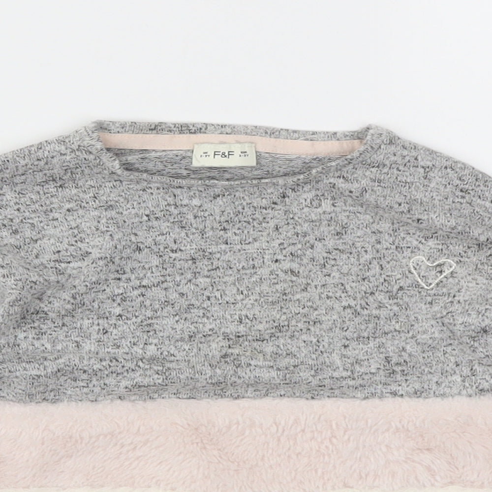 F&F Girls Grey   Pullover Jumper Size 2-3 Years