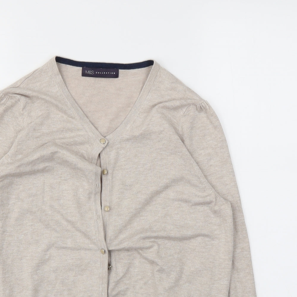 M&S Womens Beige   Cardigan Jumper Size 16