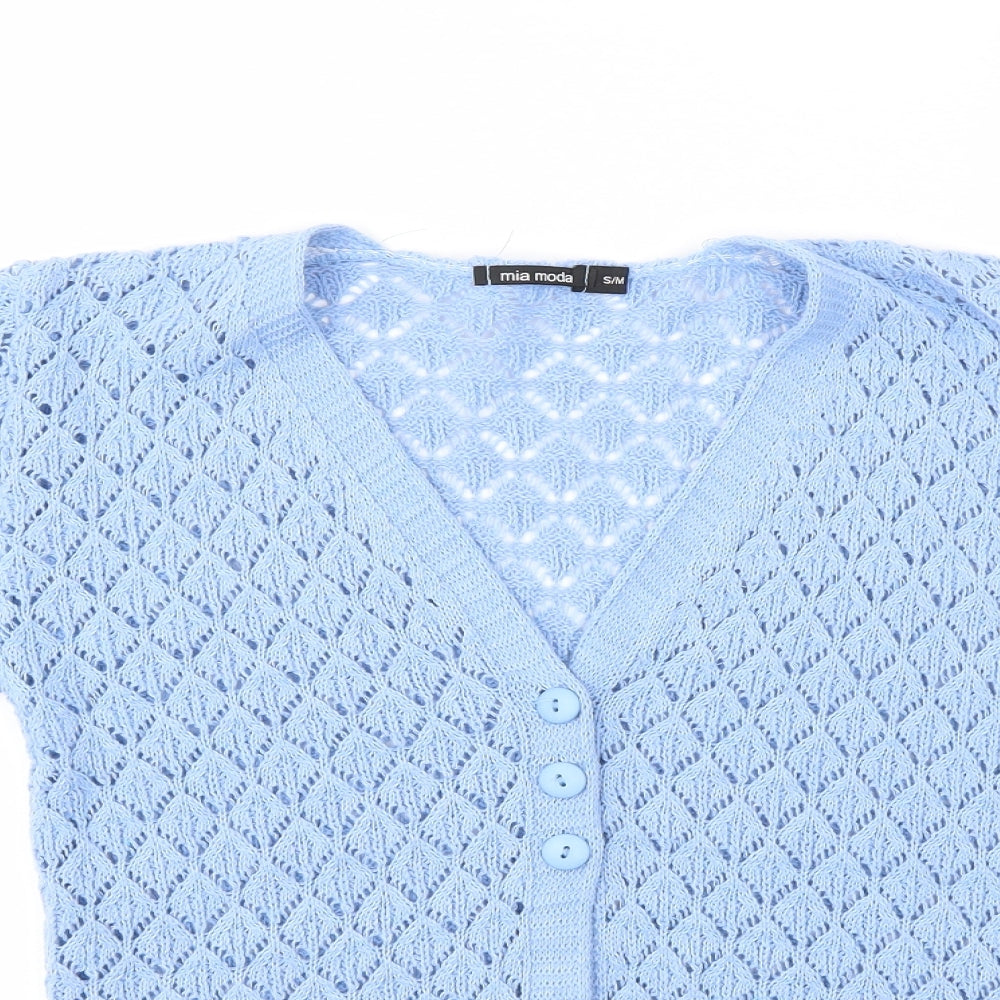 Mia Moda Womens Blue   Cardigan Jumper Size M