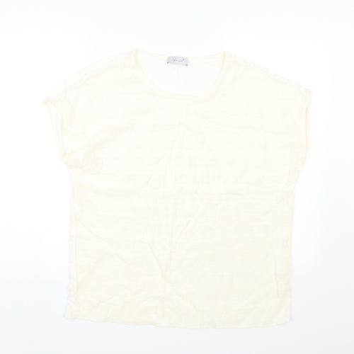 Per Una Womens Beige Striped  Basic T-Shirt Size 16