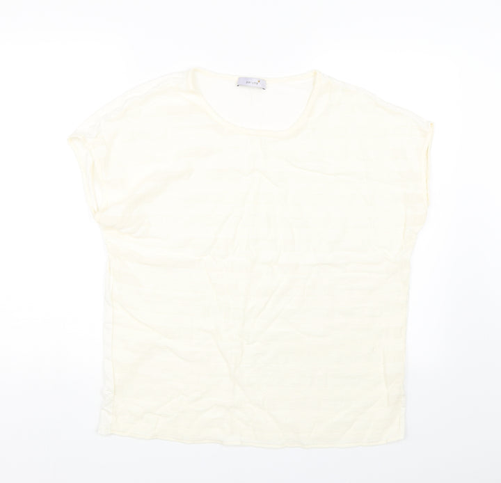 Per Una Womens Beige Striped Basic T-Shirt Size 16