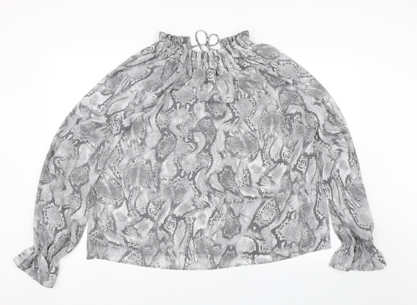 M&S Womens Grey Animal Print  Basic Blouse Size 16  - Snake Print