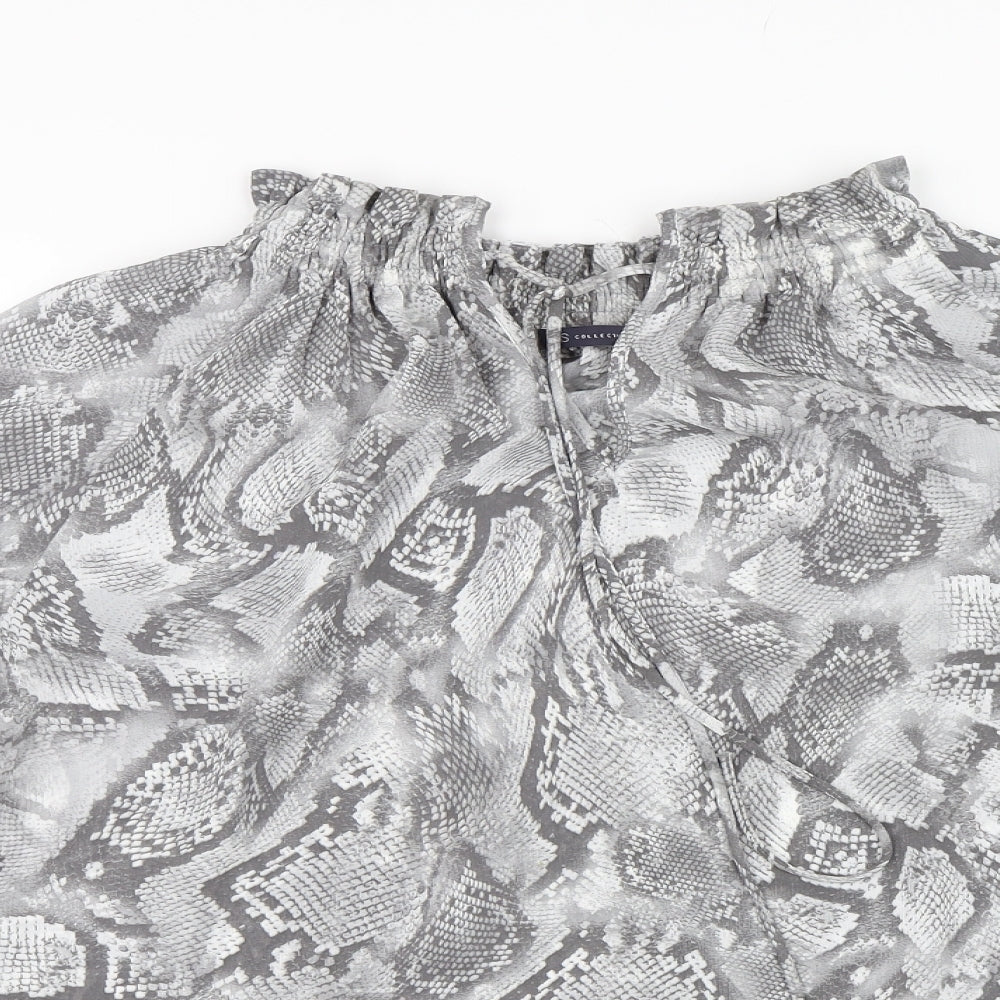 M&S Womens Grey Animal Print  Basic Blouse Size 16  - Snake Print