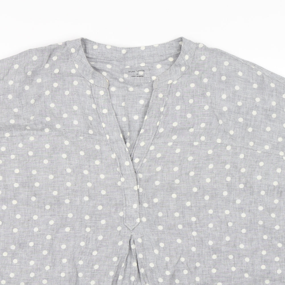 M&S Womens Grey Polka Dot  Basic T-Shirt Size 18