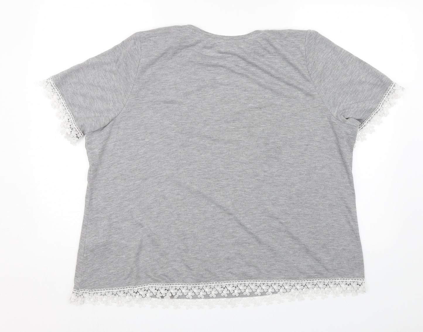 George Womens Grey Floral  Basic T-Shirt Size 20