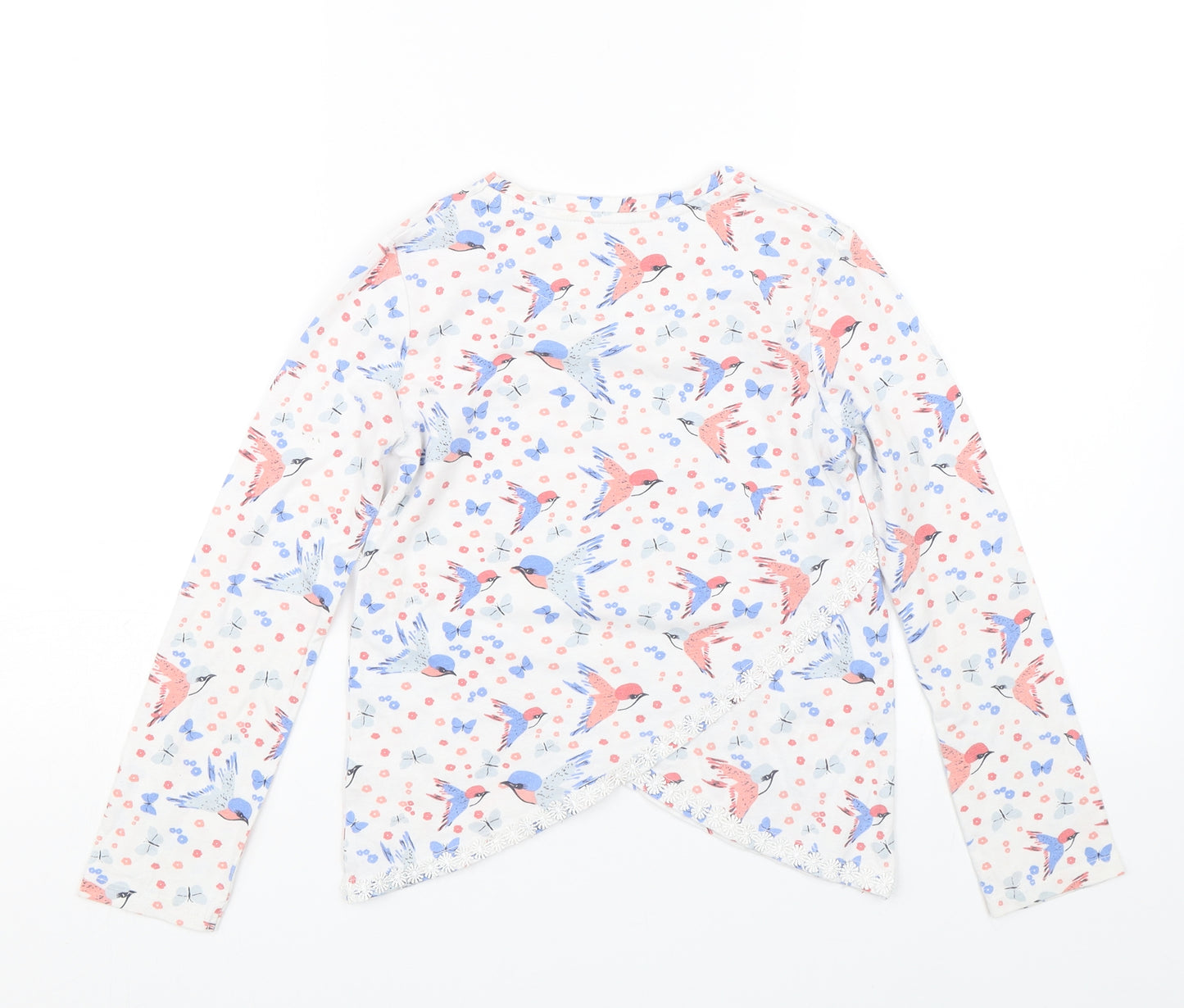 M&Co Girls White Floral  Basic T-Shirt Size 7-8 Years  - butterflies
