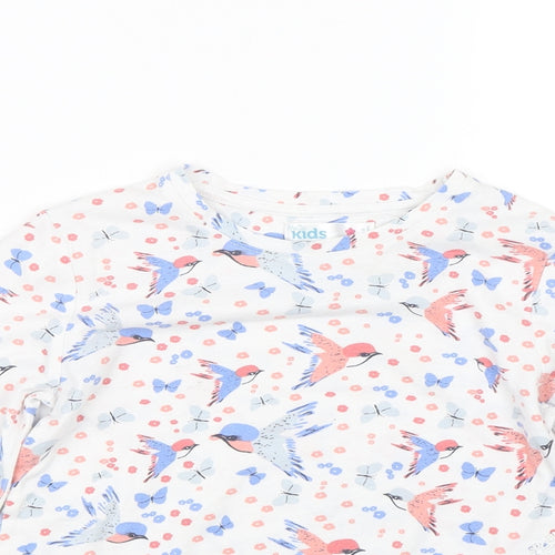 M&Co Girls White Floral  Basic T-Shirt Size 7-8 Years  - butterflies