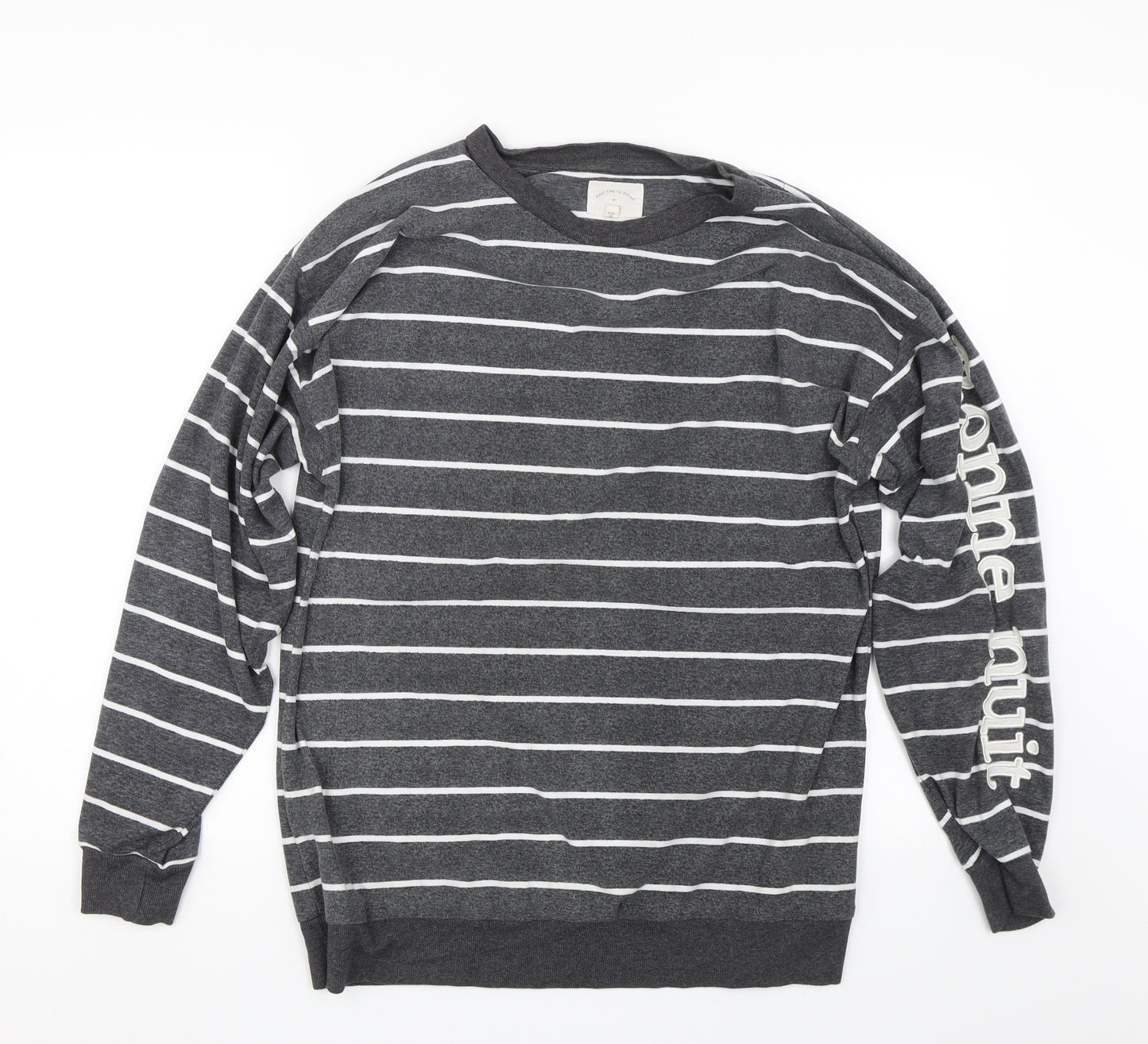 NEXT Womens Grey Striped  Pullover Jumper Size 14