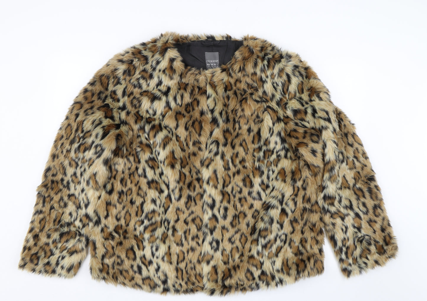 Primark Womens Brown Animal Print  Overcoat Coat Size 18