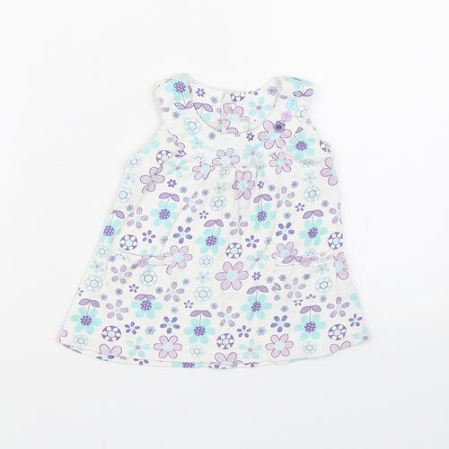 George Girls White Floral  T-Shirt Dress  Size 0-3 Months