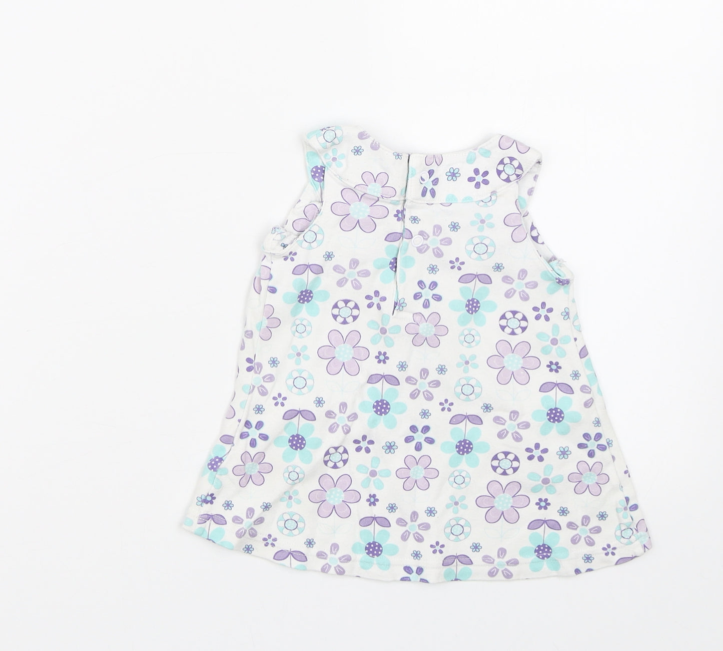 George Girls White Floral  T-Shirt Dress  Size 0-3 Months