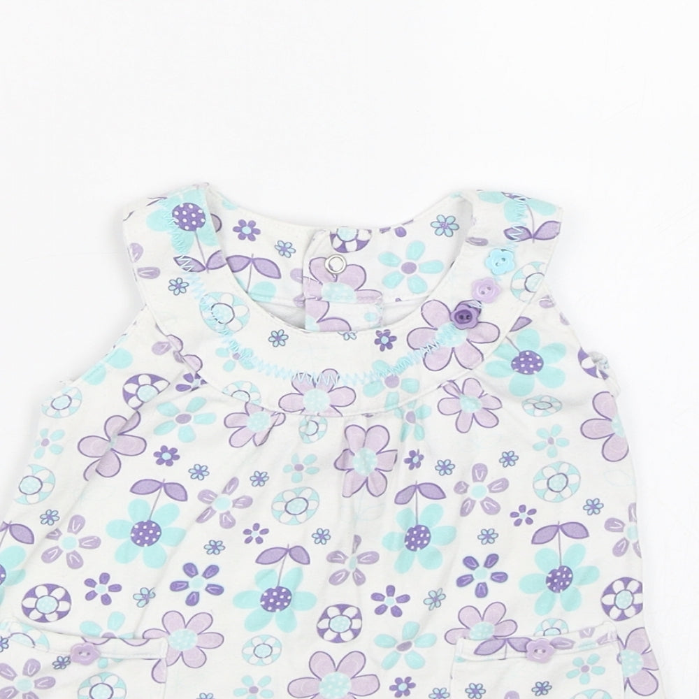 George Girls White Floral  T-Shirt Dress  Size 0-3 Months