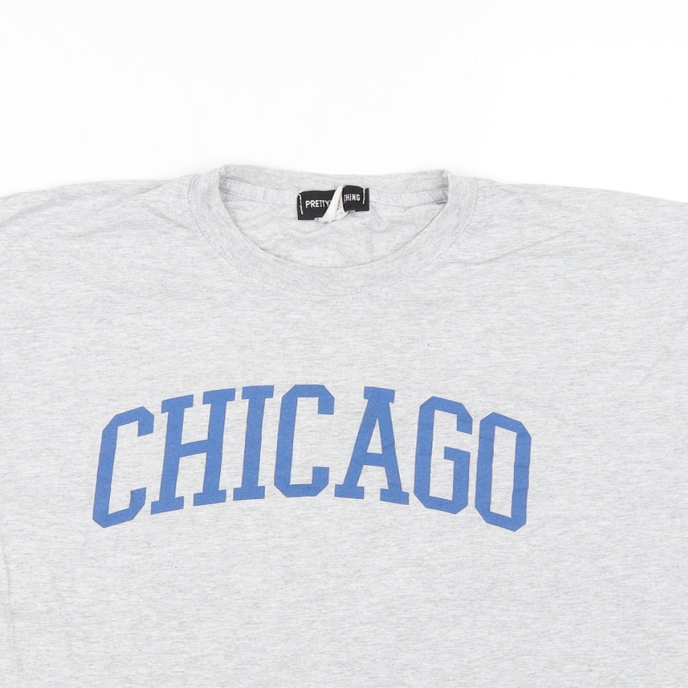 PRETTYLITTLETHING Womens Grey   Basic T-Shirt Size S