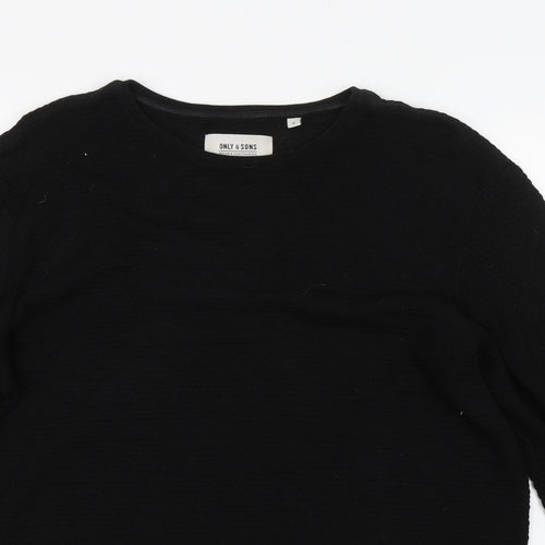ONLY & SONS Mens Black   Pullover Sweatshirt Size L