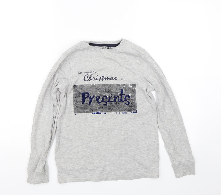 NEXT Boys Grey   Pullover Sweatshirt Size 11 Years  - Christmas