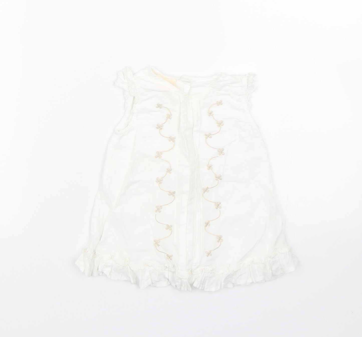 morris mouse Baby White Floral  T-Shirt Dress  Size 3-6 Months