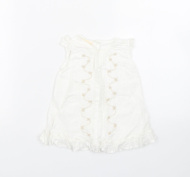 morris mouse Baby White Floral T-Shirt Dress Size 3-6 Months