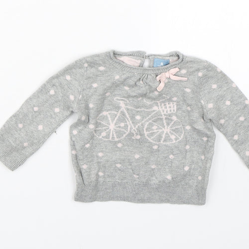BabyGap Girls Grey Spotted  Pullover Jumper Size 0-3 Months  - Bike