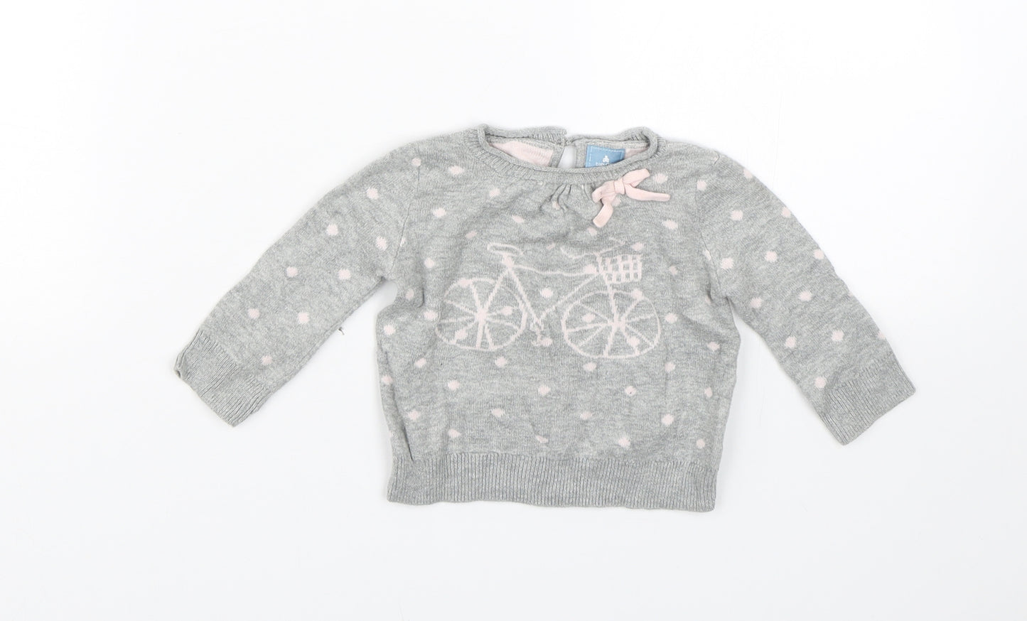BabyGap Girls Grey Spotted  Pullover Jumper Size 0-3 Months  - Bike