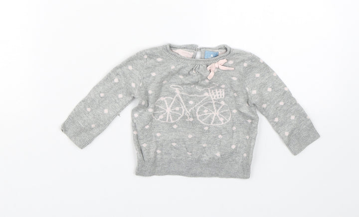 BabyGap Girls Grey Spotted  Pullover Jumper Size 0-3 Months  - Bike