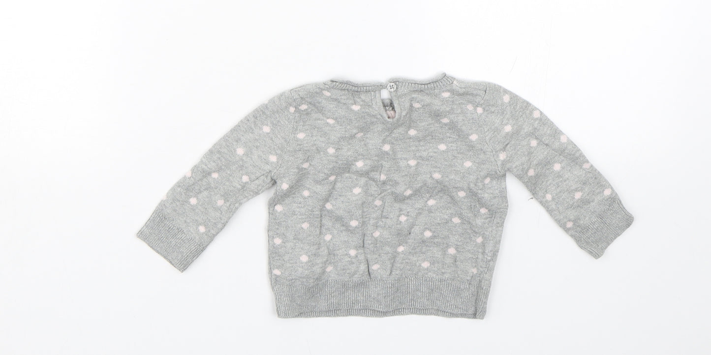 BabyGap Girls Grey Spotted  Pullover Jumper Size 0-3 Months  - Bike