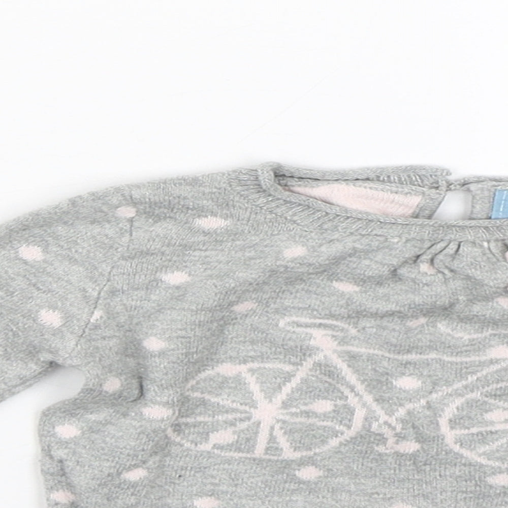 BabyGap Girls Grey Spotted  Pullover Jumper Size 0-3 Months  - Bike