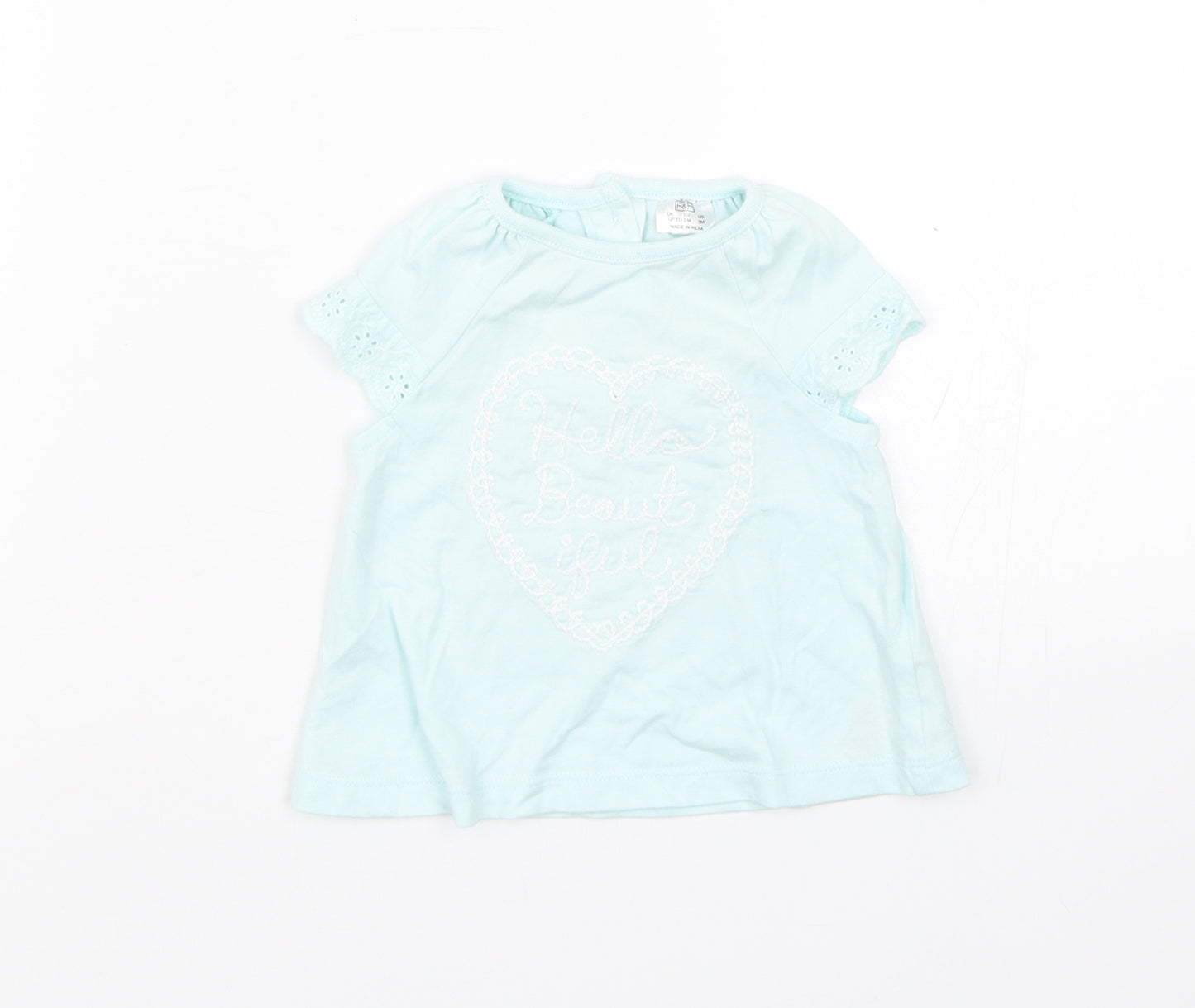 F&F Girls Blue Floral  Basic T-Shirt Size 0-3 Months