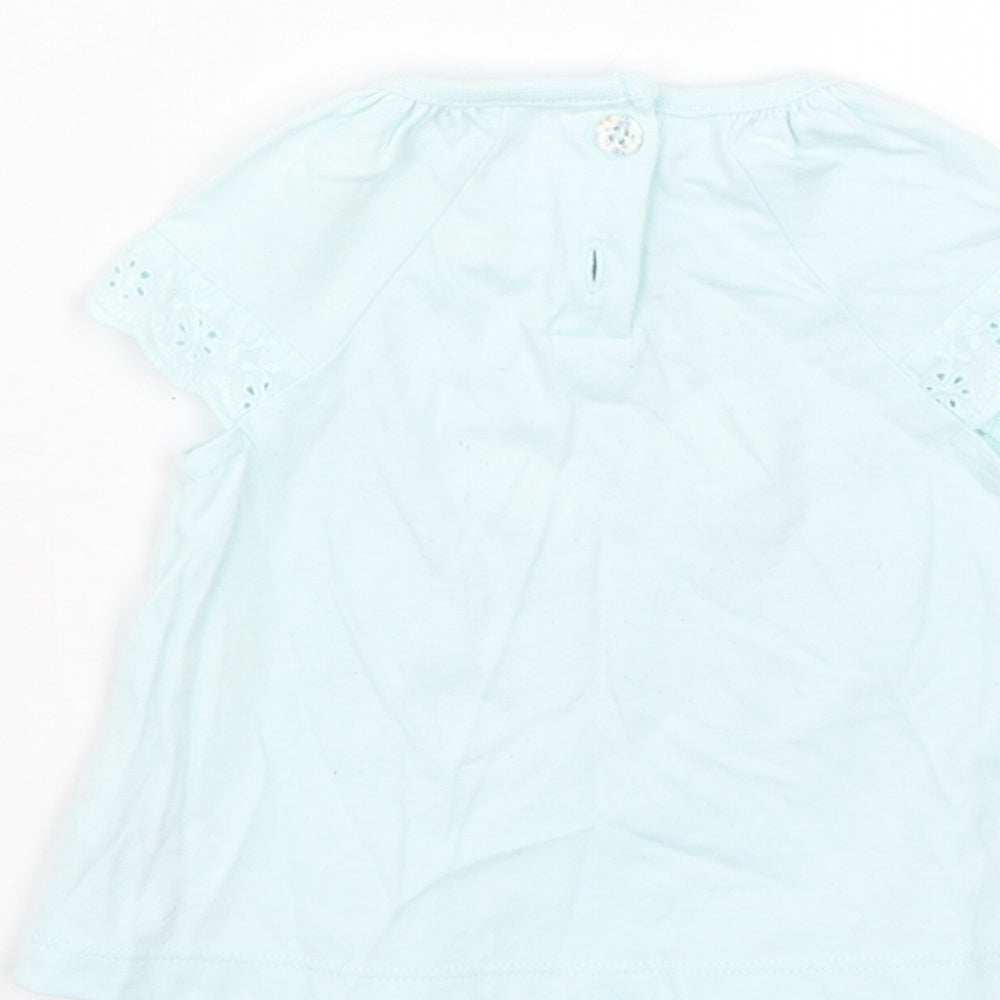 F&F Girls Blue Floral  Basic T-Shirt Size 0-3 Months
