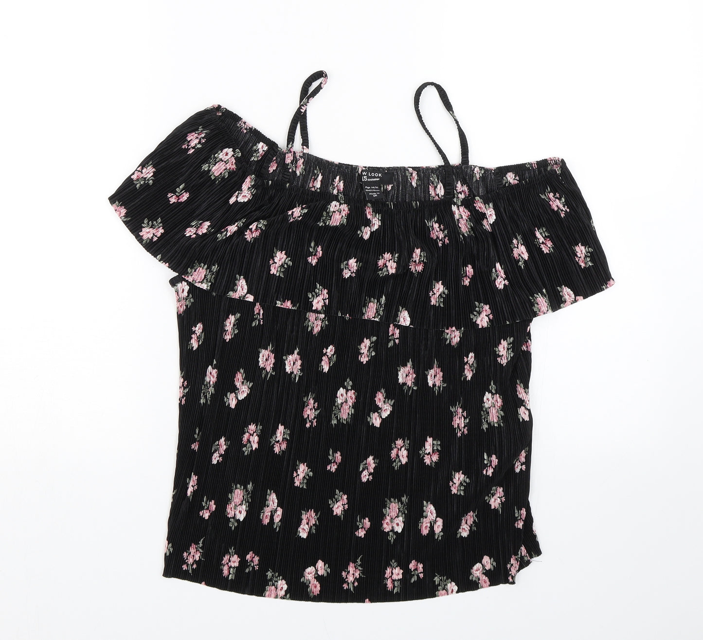 New Look Girls Black Floral  Basic Tank Size 14-15 Years