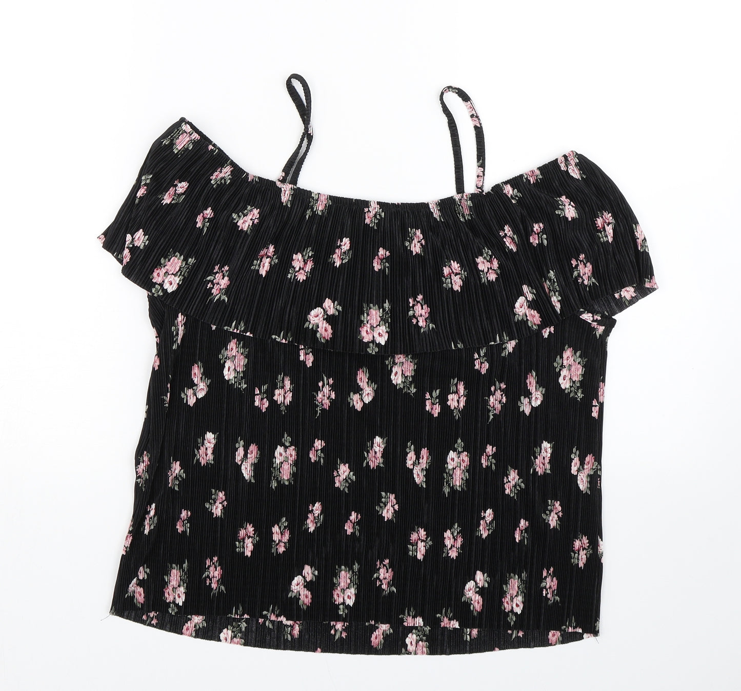 New Look Girls Black Floral  Basic Tank Size 14-15 Years