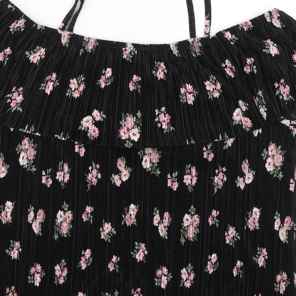 New Look Girls Black Floral  Basic Tank Size 14-15 Years