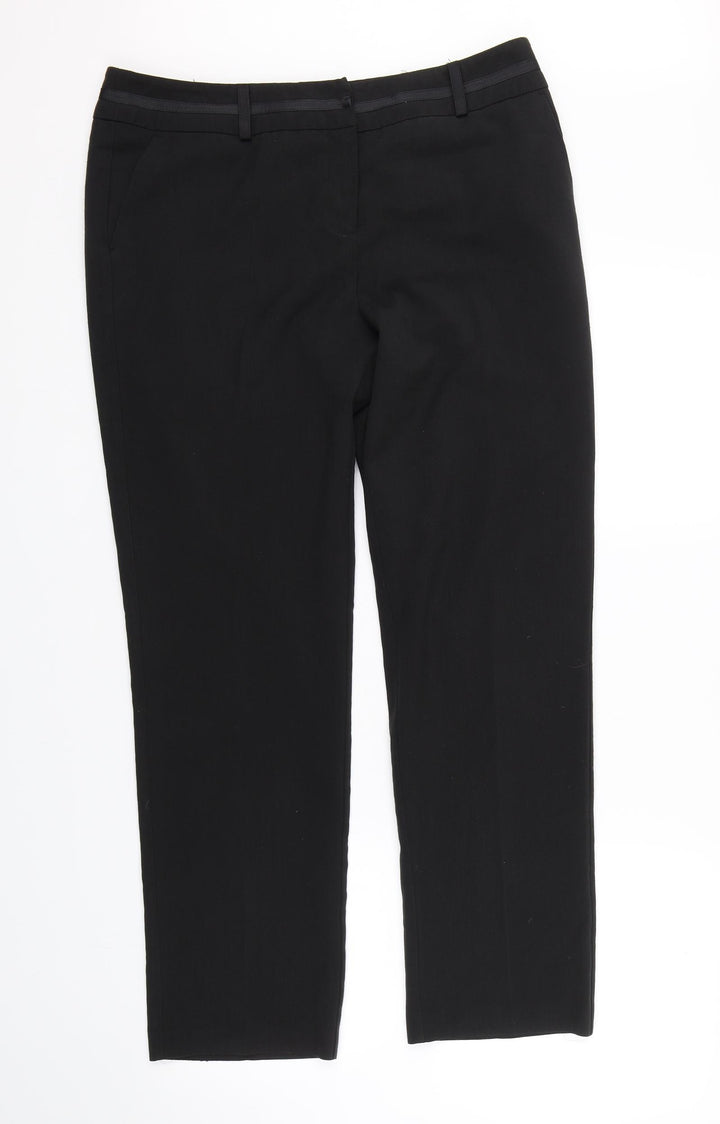 BHS Womens Black Trousers Size 14 L25.5 in